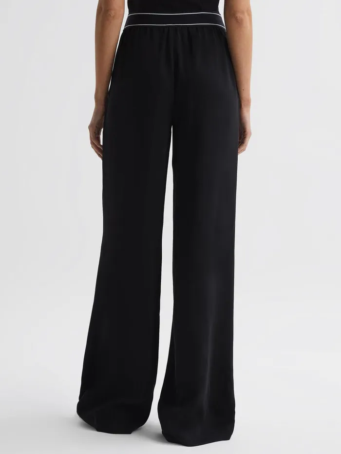 Reiss Trousers Abigail Wide Leg Elasticated Trousers Black 8211 Women