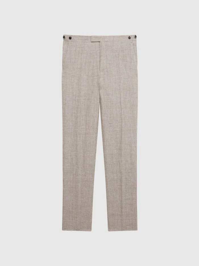 Reiss Trousers Angel Slim Fit Linen Puppytooth Trousers Oatmeal Melange 8211 Men