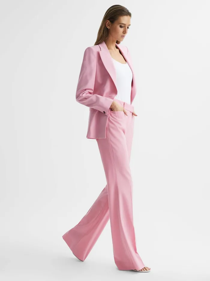 Reiss Trousers Blair High Rise Wide Leg Trousers Pink 8211 Women