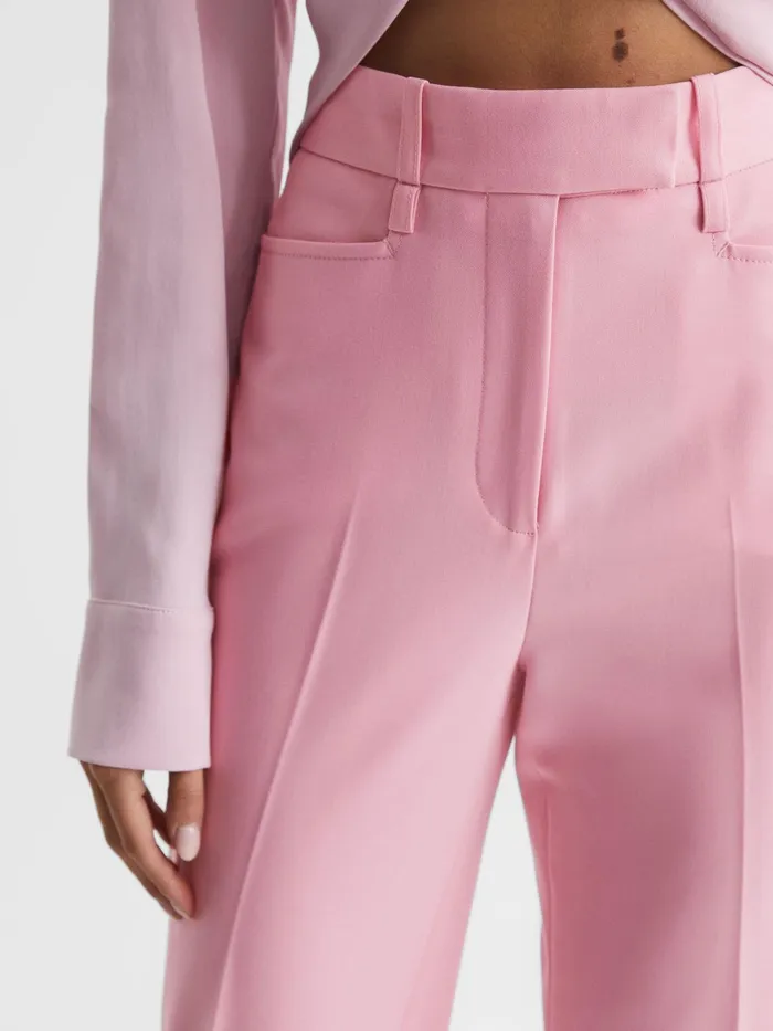 Reiss Trousers Blair High Rise Wide Leg Trousers Pink 8211 Women