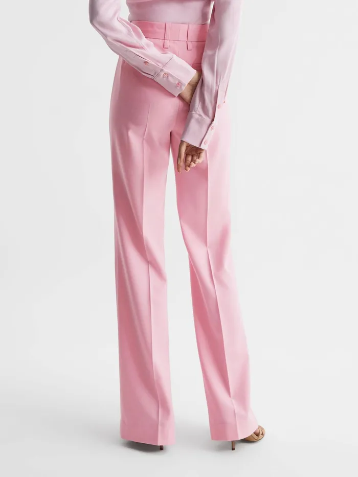 Reiss Trousers Blair High Rise Wide Leg Trousers Pink 8211 Women