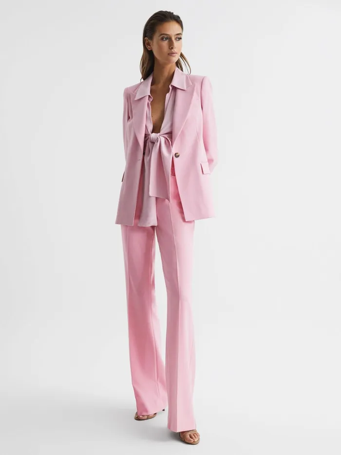 Reiss Trousers Blair High Rise Wide Leg Trousers Pink 8211 Women
