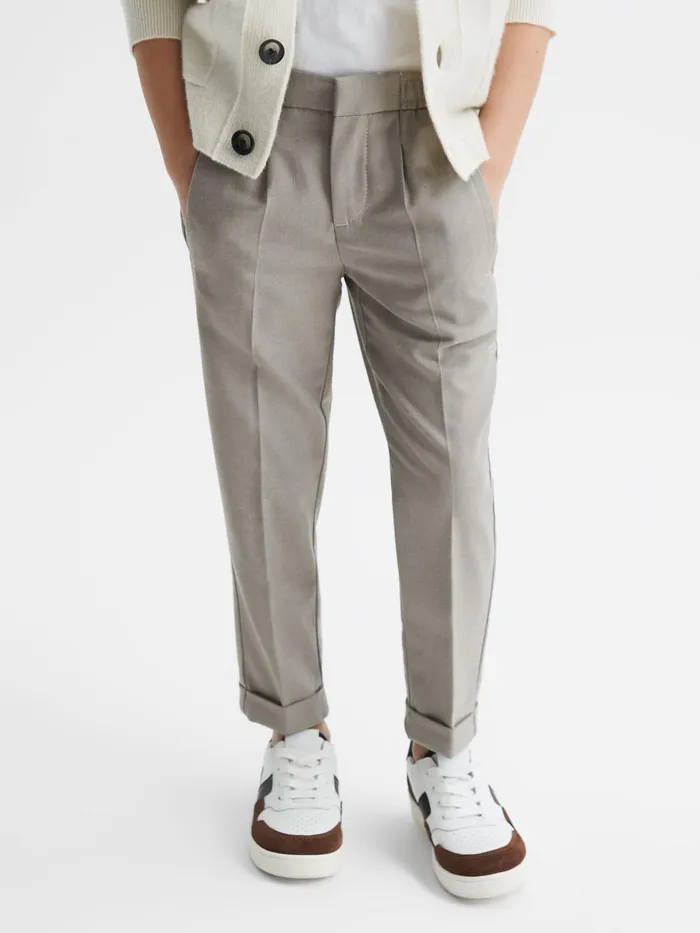 Reiss Trousers Brighton Pleat Front Relaxed Trousers Taupe 8211 Children