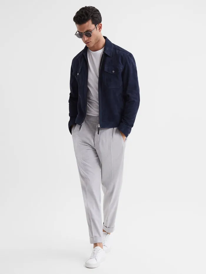 Reiss Trousers Brighton Pleat Front Trousers Airforce Blue 8211 Men