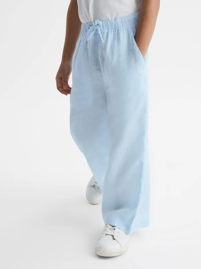 Reiss Trousers Cleo Linen Drawstring Trousers Ice Blue 8211 Children
