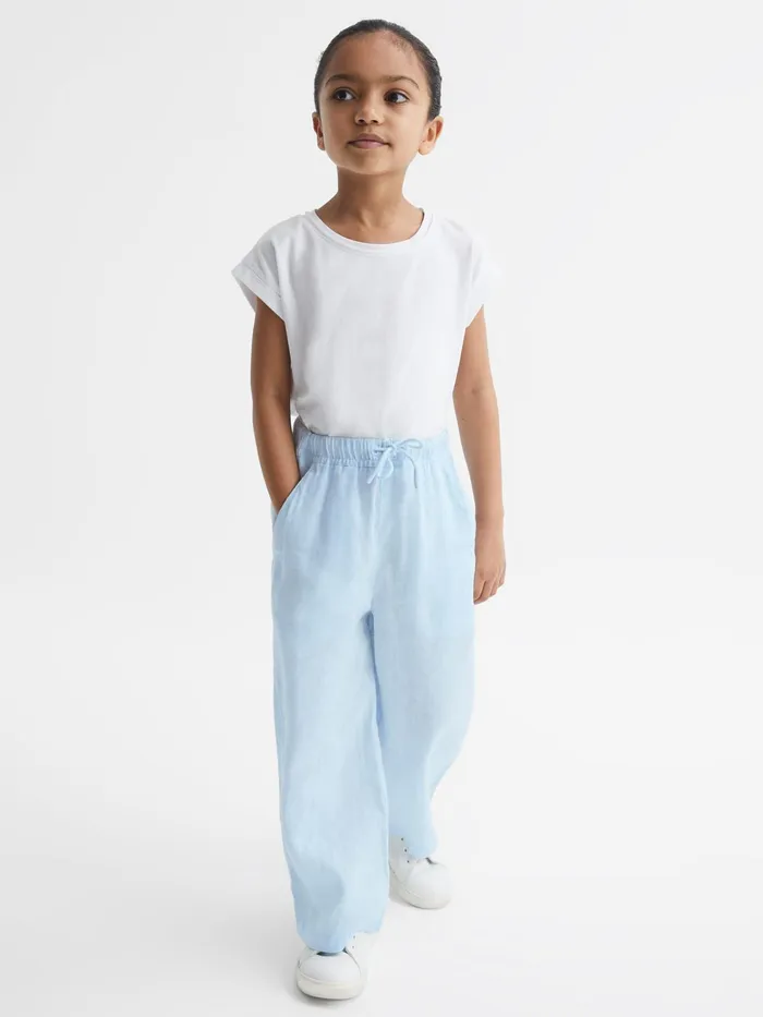 Reiss Trousers Cleo Linen Drawstring Trousers Ice Blue 8211 Children