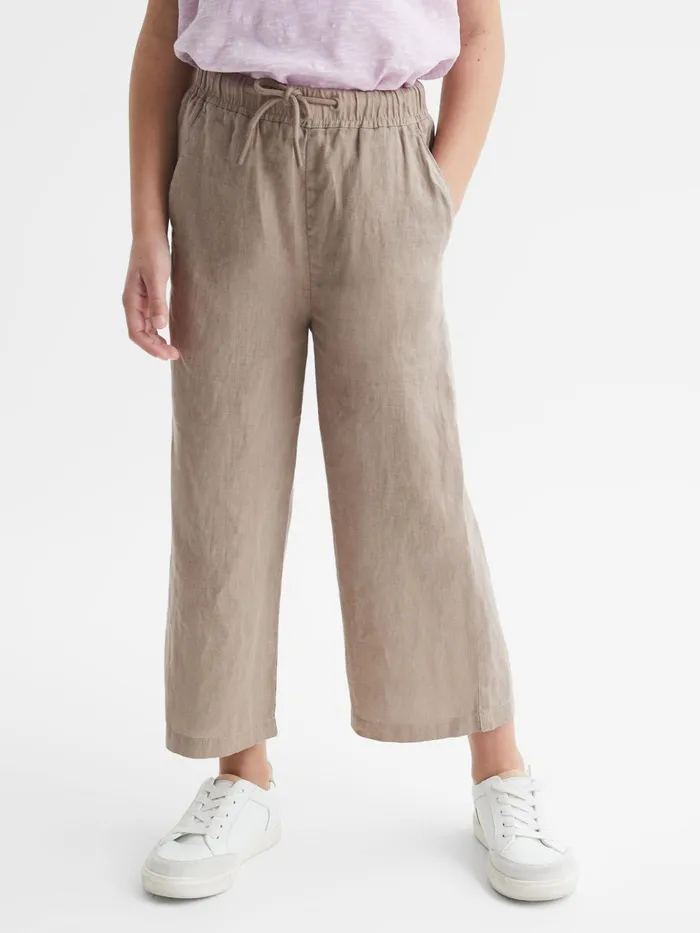 Reiss Trousers Cleo Linen Drawstring Trousers Mink 8211 Children