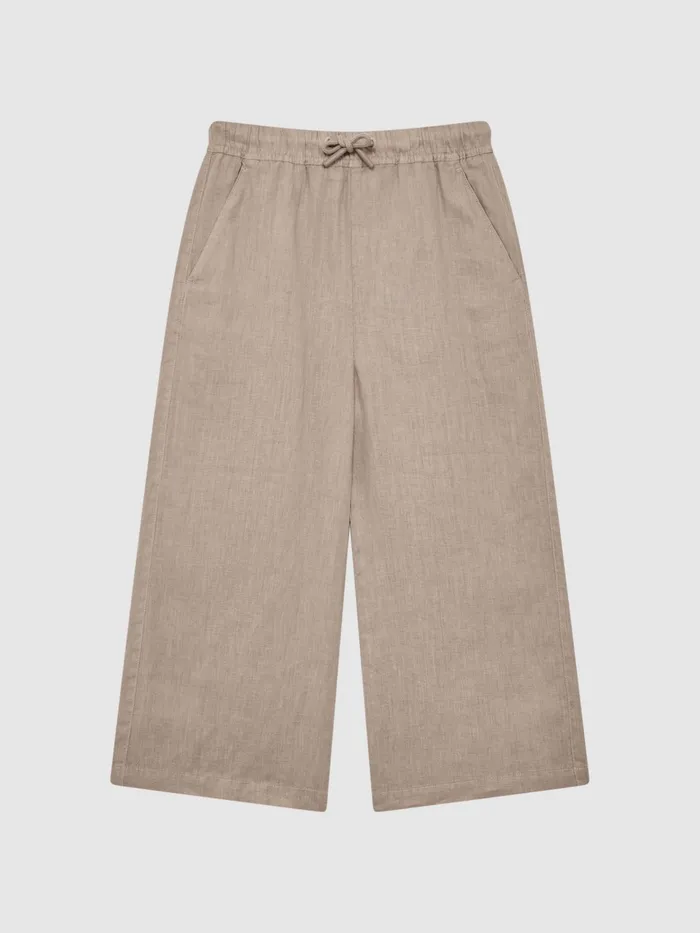 Reiss Trousers Cleo Linen Drawstring Trousers Mink 8211 Children