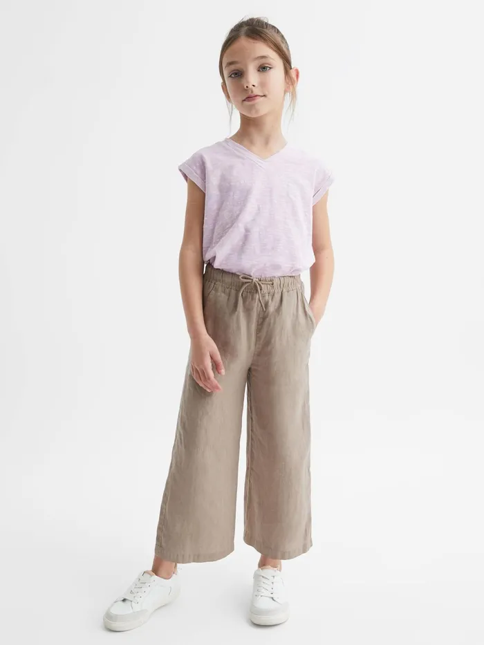 Reiss Trousers Cleo Linen Drawstring Trousers Mink 8211 Children