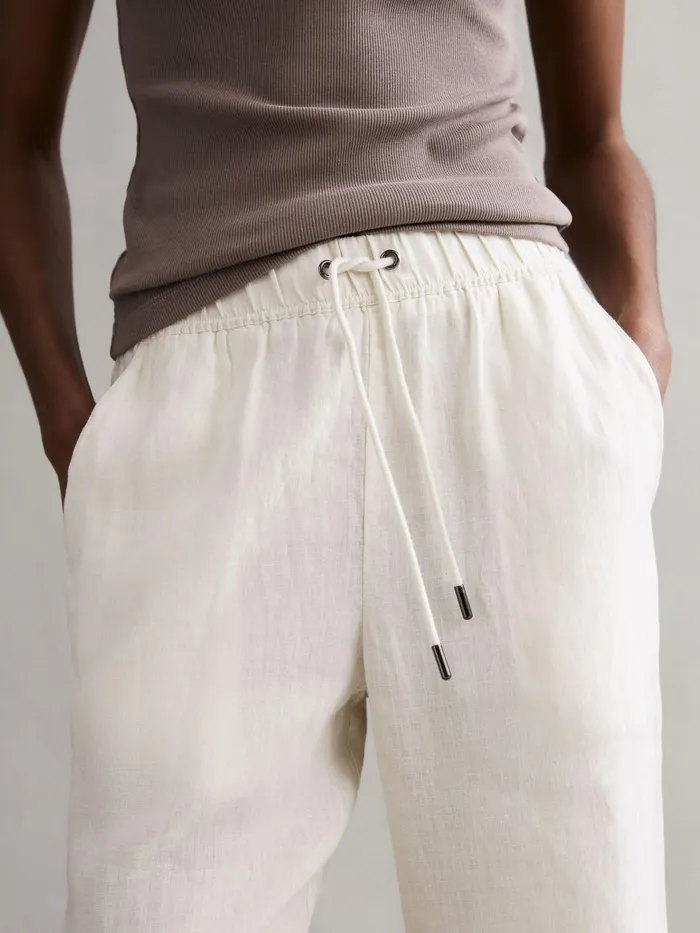 Reiss Trousers Cleo Linen Wide Leg Drawstring Trousers Mink 8211 Women