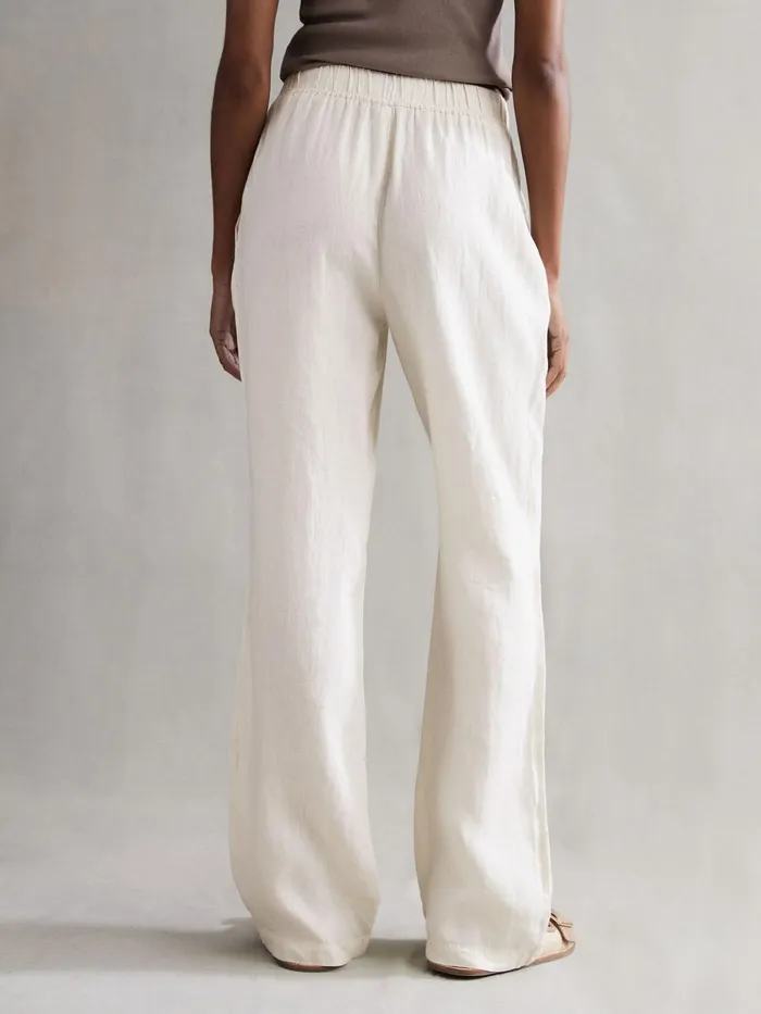 Reiss Trousers Cleo Linen Wide Leg Drawstring Trousers Mink 8211 Women