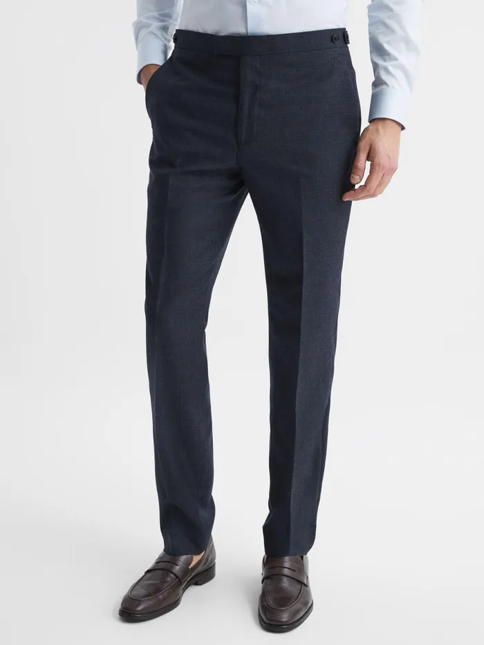 Reiss Trousers Dunn Textured Slim Fit Trousers Navy 8211 Men