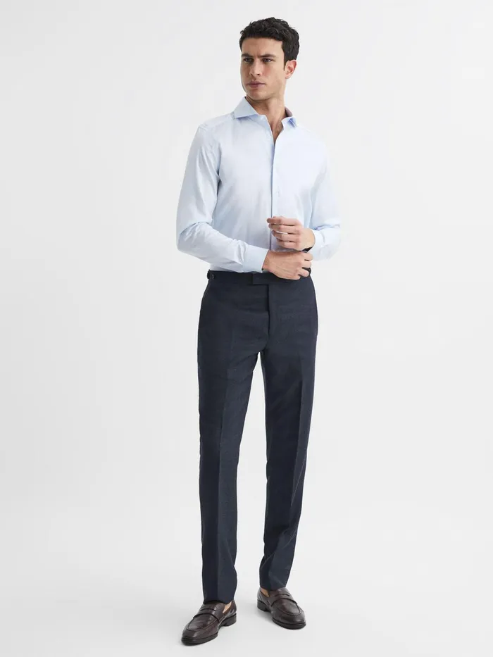 Reiss Trousers Dunn Textured Slim Fit Trousers Navy 8211 Men