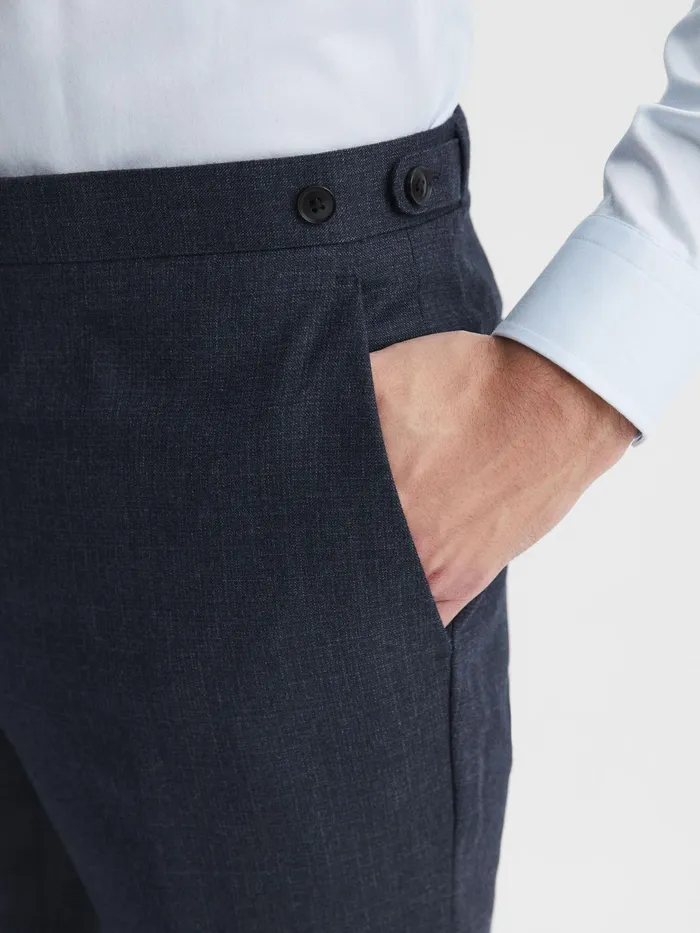 Reiss Trousers Dunn Textured Slim Fit Trousers Navy 8211 Men