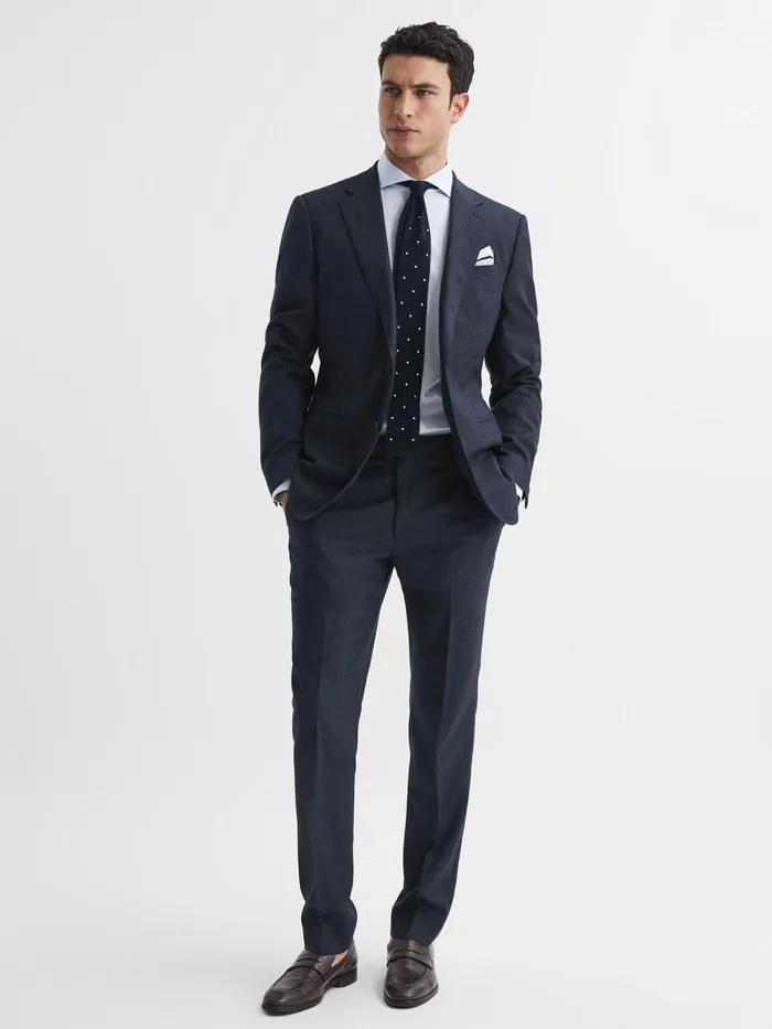 Reiss Trousers Dunn Textured Slim Fit Trousers Navy 8211 Men