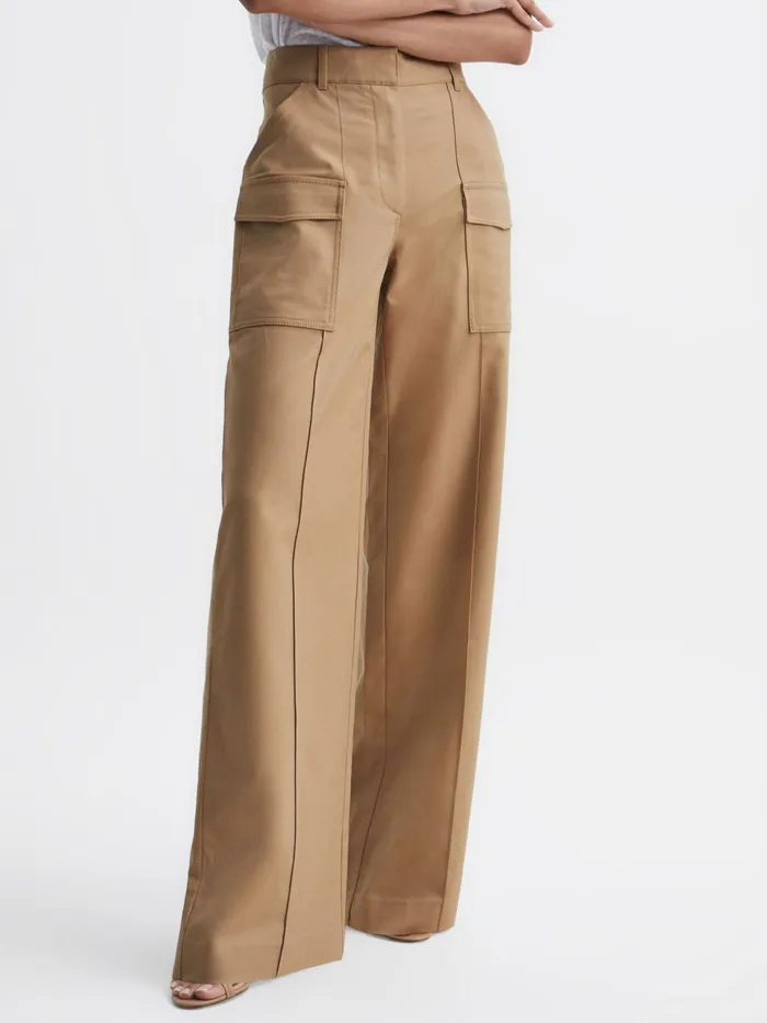 Reiss Trousers Eliana Wide Leg Combat Trousers Camel 8211 Women