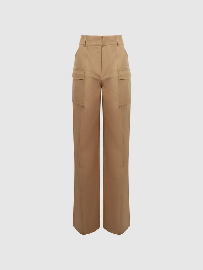 Reiss Trousers Eliana Wide Leg Combat Trousers Camel 8211 Women