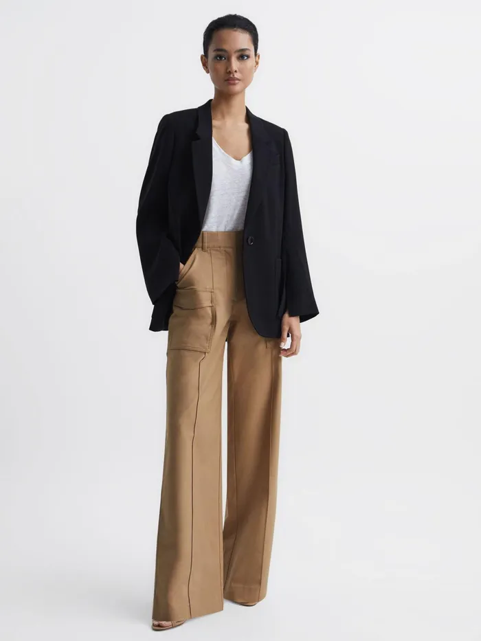 Reiss Trousers Eliana Wide Leg Combat Trousers Camel 8211 Women