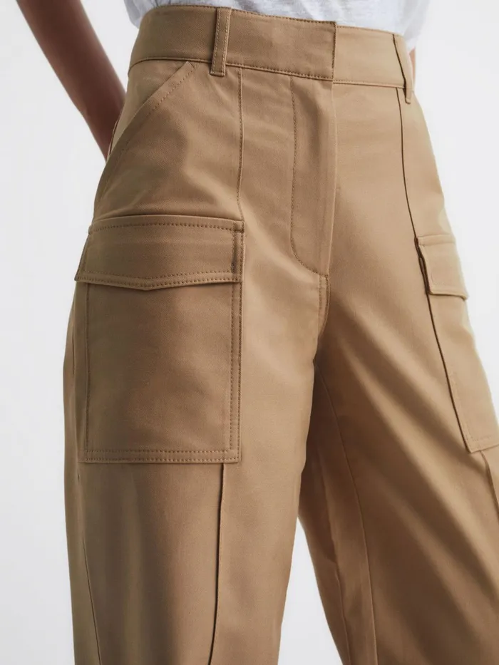 Reiss Trousers Eliana Wide Leg Combat Trousers Camel 8211 Women