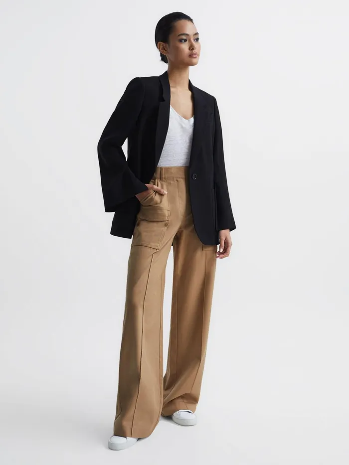 Reiss Trousers Eliana Wide Leg Combat Trousers Camel 8211 Women