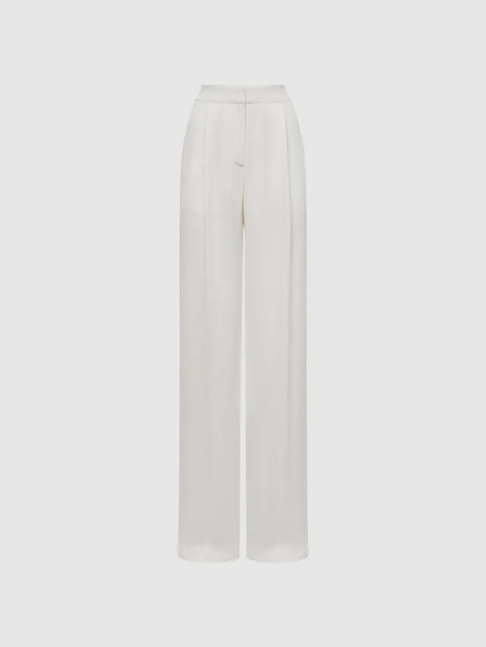 Reiss Trousers Gina Mid Rise Wide Leg Trousers Ivory 8211 Women