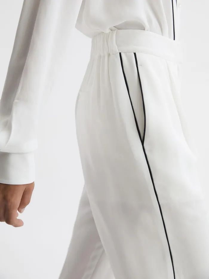 Reiss Trousers Gina Mid Rise Wide Leg Trousers Ivory 8211 Women