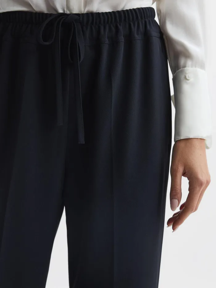 Reiss Trousers Hailey Wide Wide Leg Pull On Trousers Cream 8211 Women