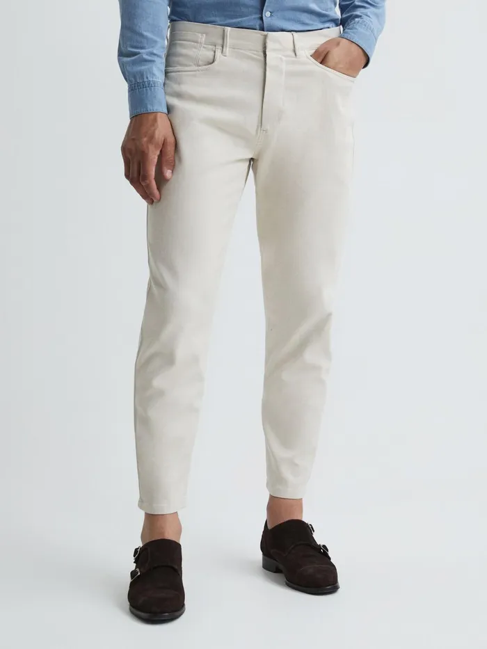 Reiss Trousers Hammond Brushed Cotton Relaxed Fit Trousers Stone 8211 Men