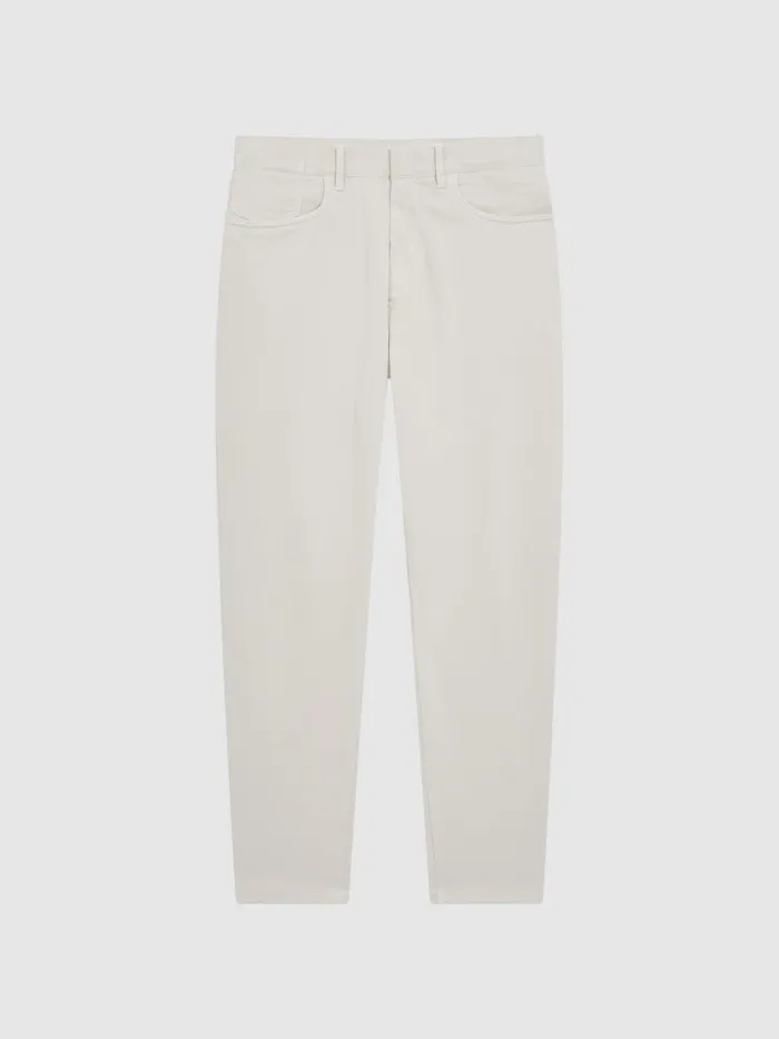 Reiss Trousers Hammond Brushed Cotton Relaxed Fit Trousers Stone 8211 Men