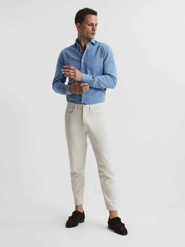 Reiss Trousers Hammond Brushed Cotton Relaxed Fit Trousers Stone 8211 Men