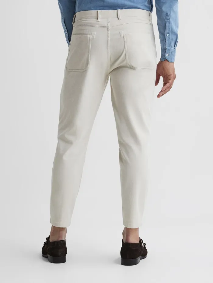 Reiss Trousers Hammond Brushed Cotton Relaxed Fit Trousers Stone 8211 Men
