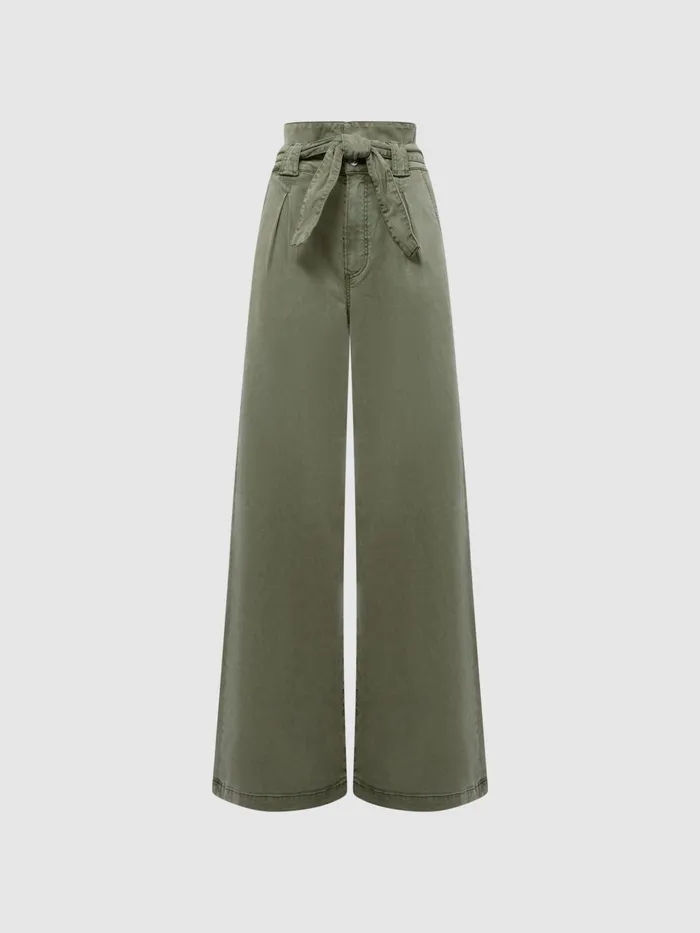 Reiss Trousers Harper Paige High Rise Paper Bag Trousers Vintage Ivy Green 8211 Women