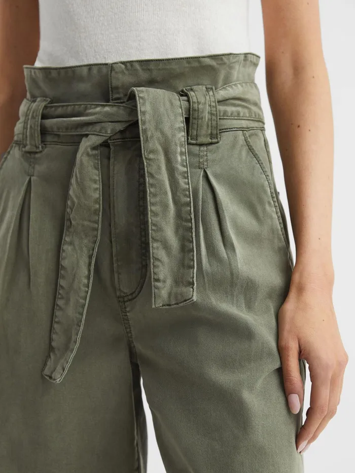 Reiss Trousers Harper Paige High Rise Paper Bag Trousers Vintage Ivy Green 8211 Women