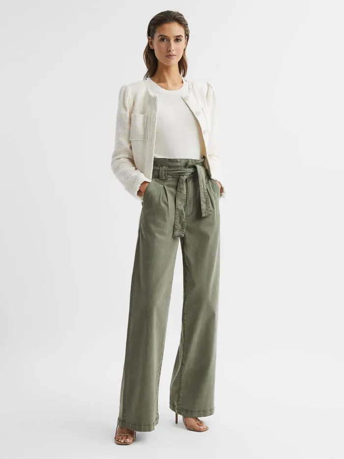 Reiss Trousers Harper Paige High Rise Paper Bag Trousers Vintage Ivy Green 8211 Women
