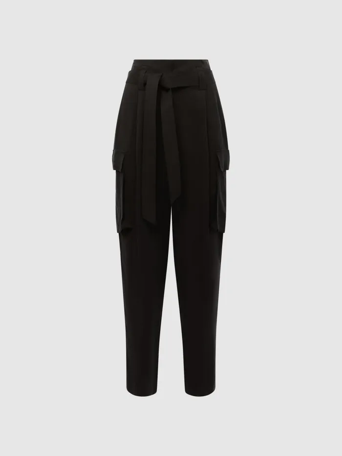 Reiss Trousers Joanie High Rise Straight Leg Utility Trousers Black 8211 Women