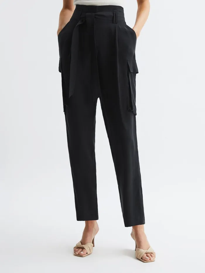 Reiss Trousers Joanie High Rise Straight Leg Utility Trousers Black 8211 Women