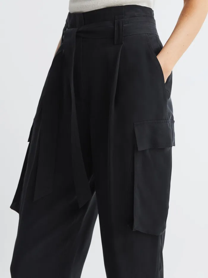 Reiss Trousers Joanie High Rise Straight Leg Utility Trousers Black 8211 Women