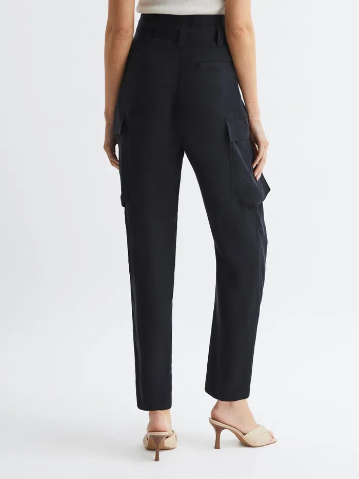 Reiss Trousers Joanie High Rise Straight Leg Utility Trousers Black 8211 Women