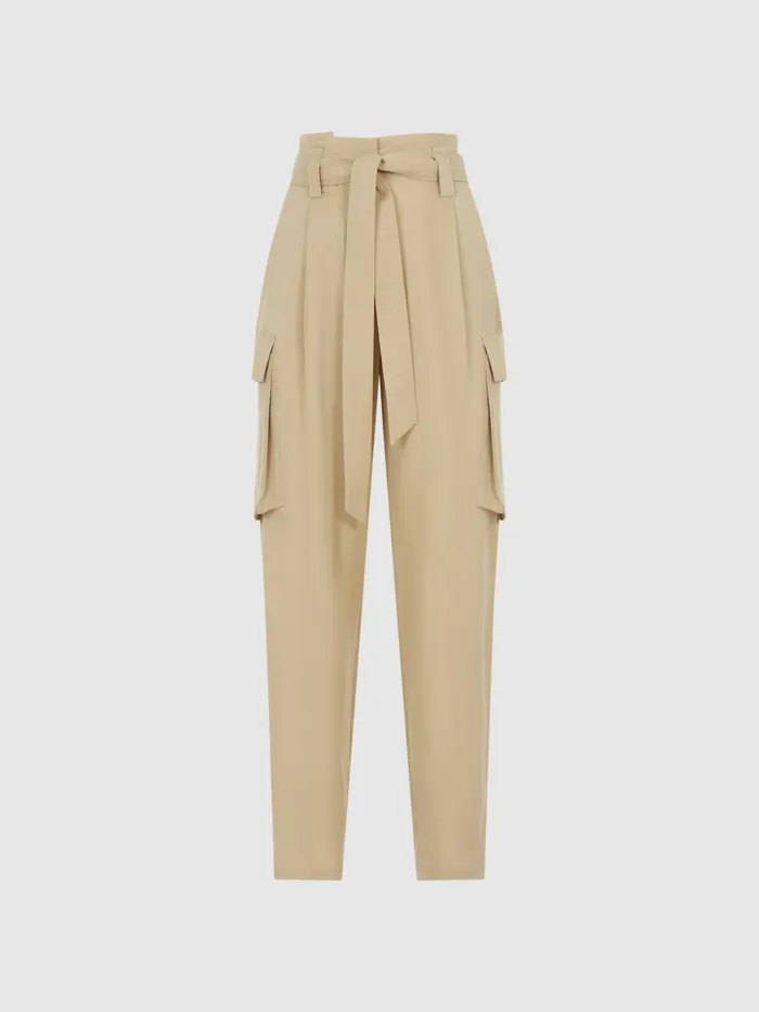 Reiss Trousers Joanie High Rise Straight Leg Utility Trousers Neutral 8211 Women
