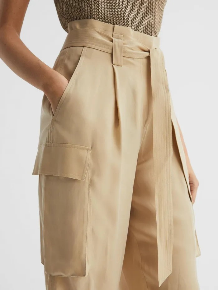 Reiss Trousers Joanie High Rise Straight Leg Utility Trousers Neutral 8211 Women