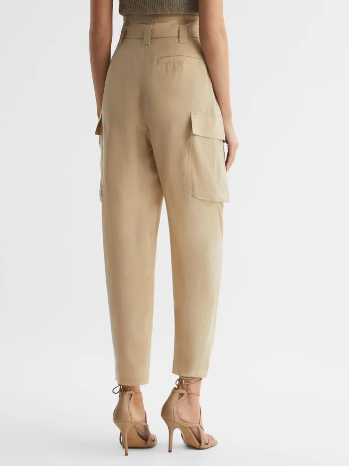 Reiss Trousers Joanie High Rise Straight Leg Utility Trousers Neutral 8211 Women