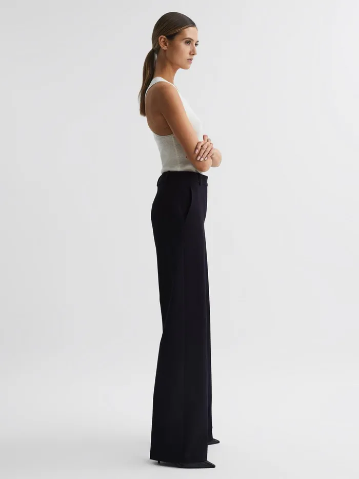 Reiss Trousers Joanne Wide Wide Leg Trousers Navy 8211 Women