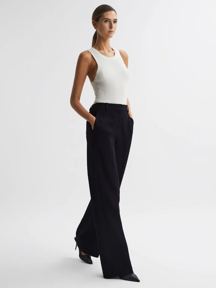 Reiss Trousers Joanne Wide Wide Leg Trousers Navy 8211 Women