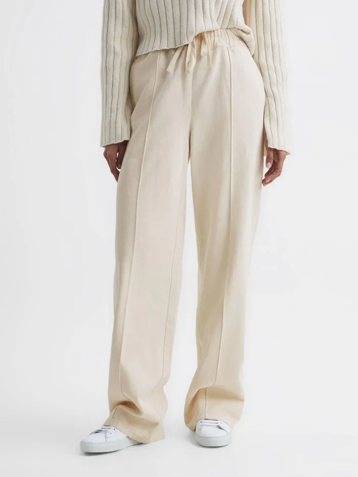 Reiss Trousers Juno Wide Leg Trousers Cream 8211 Women