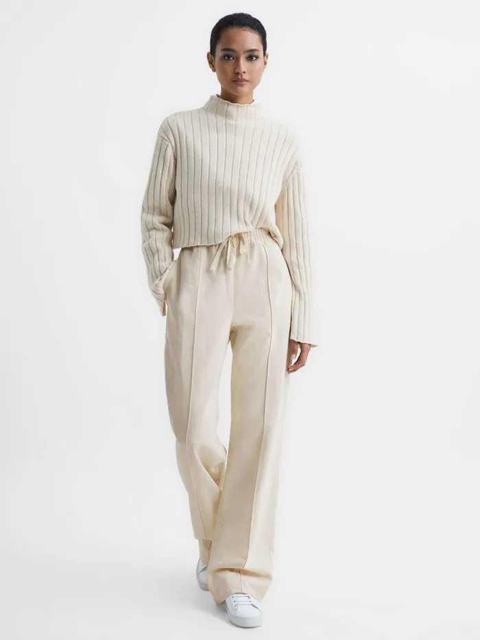 Reiss Trousers Juno Wide Leg Trousers Cream 8211 Women