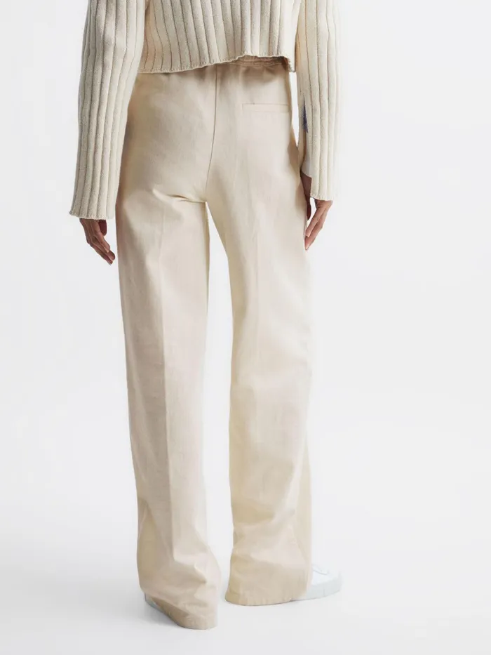 Reiss Trousers Juno Wide Leg Trousers Cream 8211 Women