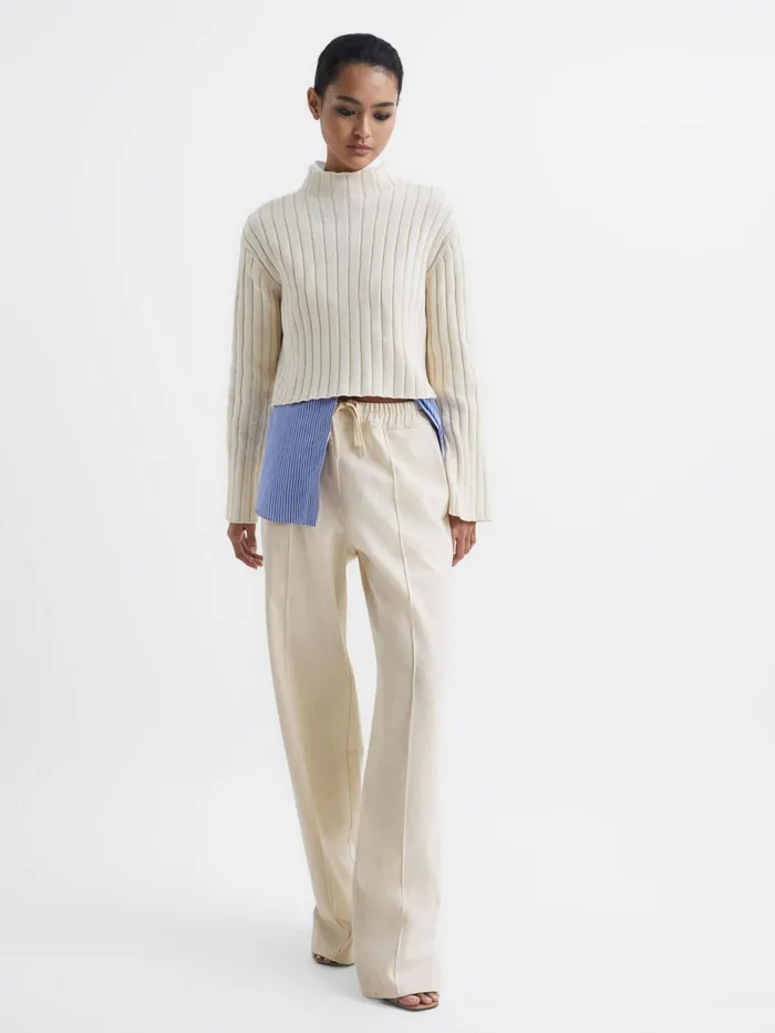 Reiss Trousers Juno Wide Leg Trousers Cream 8211 Women