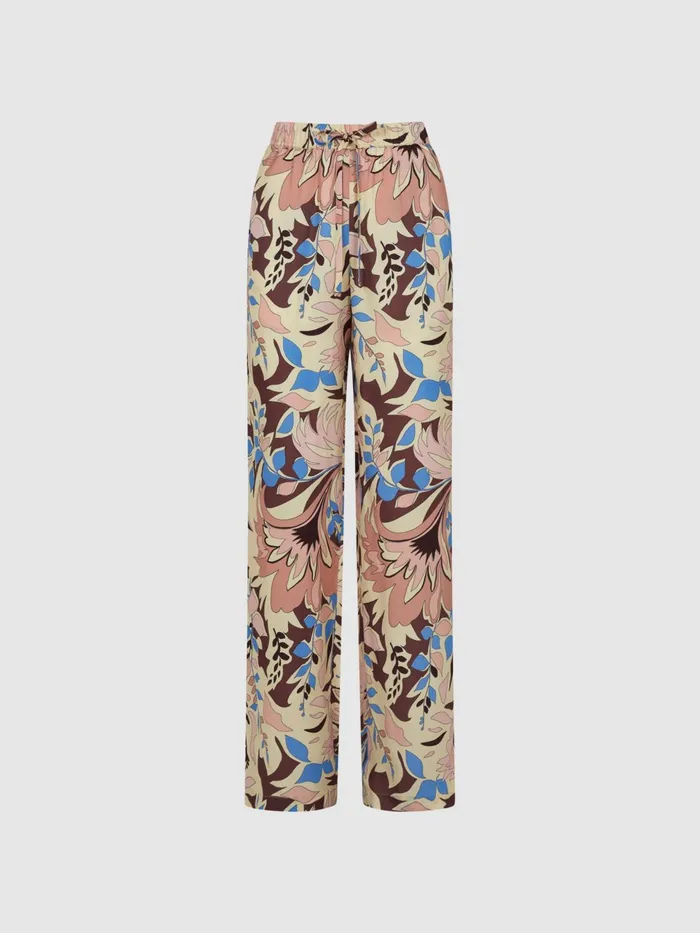 Reiss Trousers Liv Floral Printed Wide Leg Trousers Multi 8211 Women