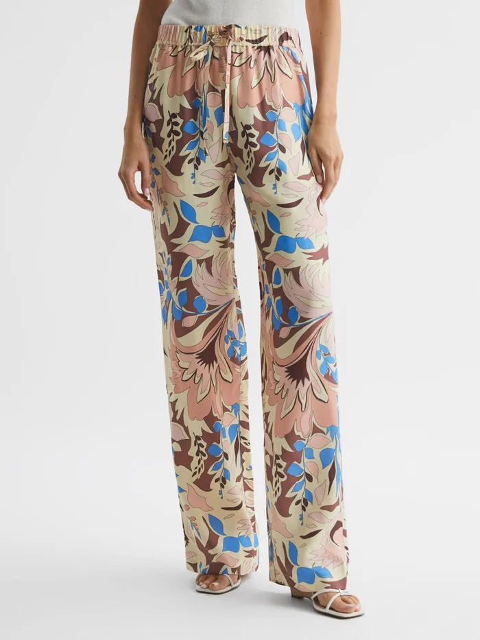 Reiss Trousers Liv Floral Printed Wide Leg Trousers Multi 8211 Women