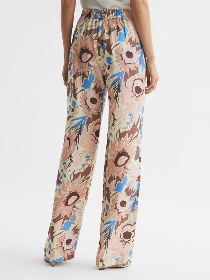 Reiss Trousers Liv Floral Printed Wide Leg Trousers Multi 8211 Women